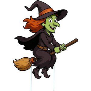 Large Funny Flying Witch on Broom Halloween Yard Sign Home Outdoor Lawn